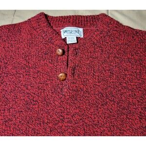 Vintage 80s/90s American Eagle Outfitters Wool Henley Sweater Made In USA XL Red